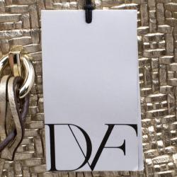 Pre Owned Diane Von Furstenberg Metallic Gold Quilted Leather Ready to Go Tote