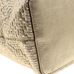 Pre Owned Diane Von Furstenberg Metallic Gold Quilted Leather Ready to Go Tote