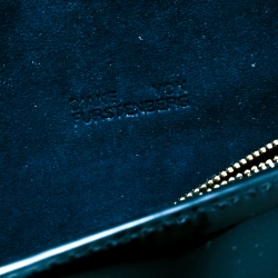 Pre Owned Diane Von Furstenberg Navy Blue/Black Suede and Patent leather Uptown Clutch