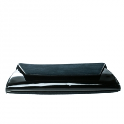 Pre Owned Diane Von Furstenberg Navy Blue/Black Suede and Patent leather Uptown Clutch