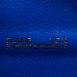 Pre Owned Diane Von Furstenberg Blue/Brown Leather Uptown Clutch