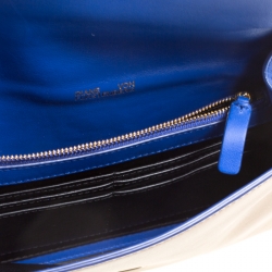 Pre Owned Diane Von Furstenberg Blue/Brown Leather Uptown Clutch