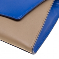 Pre Owned Diane Von Furstenberg Blue/Brown Leather Uptown Clutch