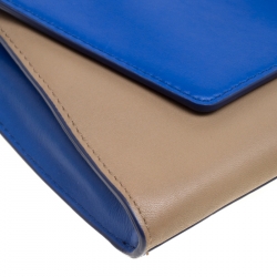 Pre Owned Diane Von Furstenberg Blue/Brown Leather Uptown Clutch