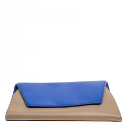 Pre Owned Diane Von Furstenberg Blue/Brown Leather Uptown Clutch
