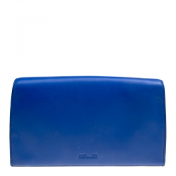 Pre Owned Diane Von Furstenberg Blue/Brown Leather Uptown Clutch