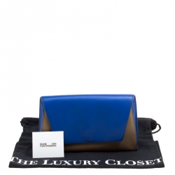 Pre Owned Diane Von Furstenberg Blue/Brown Leather Uptown Clutch