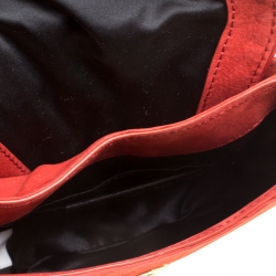 Pre Owned Diane Von Furstenberg Red Nubuck Leather Bullseye Crossbody Bag