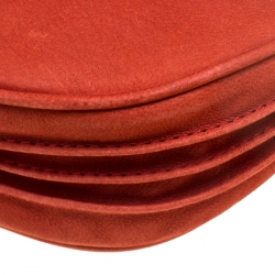 Pre Owned Diane Von Furstenberg Red Nubuck Leather Bullseye Crossbody Bag