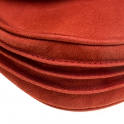 Pre Owned Diane Von Furstenberg Red Nubuck Leather Bullseye Crossbody Bag