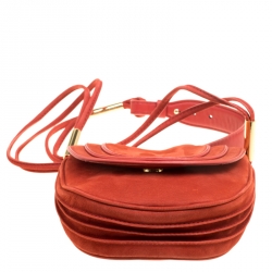 Pre Owned Diane Von Furstenberg Red Nubuck Leather Bullseye Crossbody Bag