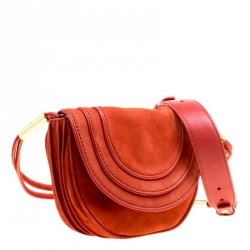Pre Owned Diane Von Furstenberg Red Nubuck Leather Bullseye Crossbody Bag