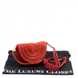Pre Owned Diane Von Furstenberg Red Nubuck Leather Bullseye Crossbody Bag
