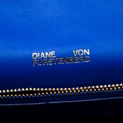 Pre Owned Diane Von Furstenberg Blue/Brown Leather Uptown Clutch
