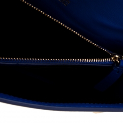 Pre Owned Diane Von Furstenberg Blue/Brown Leather Uptown Clutch