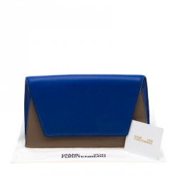 Pre Owned Diane Von Furstenberg Blue/Brown Leather Uptown Clutch