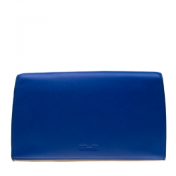 Pre Owned Diane Von Furstenberg Blue/Brown Leather Uptown Clutch