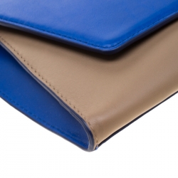 Pre Owned Diane Von Furstenberg Blue/Brown Leather Uptown Clutch