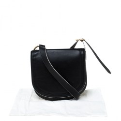 Pre Owned Diane von Furstenberg Black Leather Small Saddle Crossbody Bag