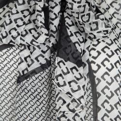 Pre Owned Diane Von Furstenberg Monochrome Printed Sheer Silk Jezebel Blouse M