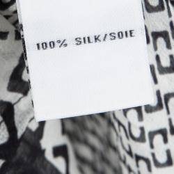 Pre Owned Diane Von Furstenberg Monochrome Printed Sheer Silk Jezebel Blouse M