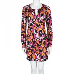Pre Owned Diane Von Furstenberg Multicolor Printed Silk Jersey Reina Dress M