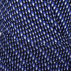 Pre Owned Diane Von Furstenberg Blue Printed Silk Irina Wrap Dress S