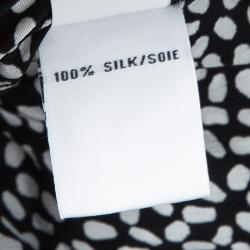 Pre Owned Diane Von Furstenberg Monochrome Printed Silk Belted Rawena Jumpsuit XL