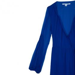 Pre Owned Diane Von Furstenberg Blue 'Catroux' Chiffon Maxi Dress M