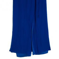 Pre Owned Diane Von Furstenberg Blue 'Catroux' Chiffon Maxi Dress M