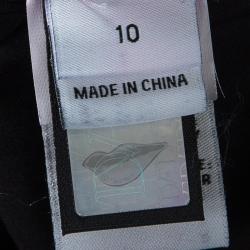 Pre Owned Diane Von Furstenberg Colorblock Wool Leather Panel Tanaquil Long Coat L