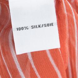 Pre Owned Diane Von Furstenberg Orange and White Tassel Detail Silk Kainda Kaftan XS