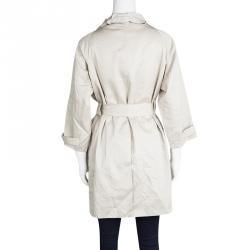 Pre Owned Diane Von Furstenberg Khaki Cotton Belted Cubby Jacket S