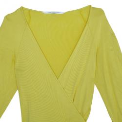 Pre Owned Diane Von Furstenberg Andrina Yellow Wrap Dress L