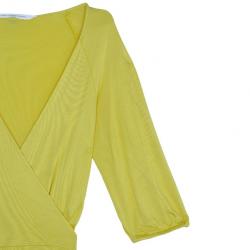 Pre Owned Diane Von Furstenberg Andrina Yellow Wrap Dress L