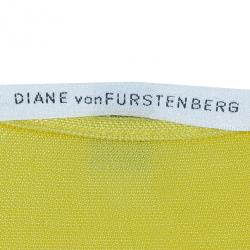 Pre Owned Diane Von Furstenberg Andrina Yellow Wrap Dress L