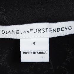 Pre Owned Diane Von Furstenberg Black Lace Paneled Sleeveless Fiorenza Dress S