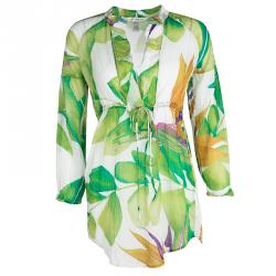 Pre Owned Diane Von Furstenberg Multicolor Floral Printed Sheer Locke Tunic XS