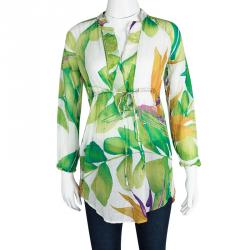 Pre Owned Diane Von Furstenberg Multicolor Floral Printed Sheer Locke Tunic XS