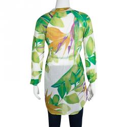 Pre Owned Diane Von Furstenberg Multicolor Floral Printed Sheer Locke Tunic XS