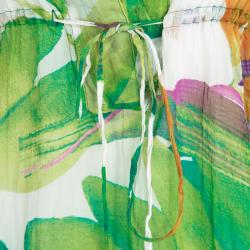 Pre Owned Diane Von Furstenberg Multicolor Floral Printed Sheer Locke Tunic XS