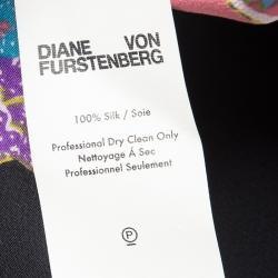 Pre Owned Diane Von Furstenberg Multicolor Floral Printed Silk Long Sleeve Maxi Shirt Dress M