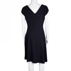 Pre Owned Diane Von Furstenberg Navy Blue Ruffle Detail Samaya Dress L