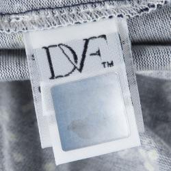 Pre Owned Diane Von Furstenberg Navy Blue Grid Print Sigourney Wrap Dress M