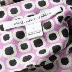 Pre Owned Diane Von Furstenberg Multicolor Printed Silk Jersey Draped Zoe Dress XS
