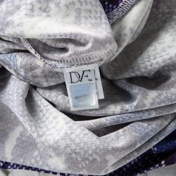 Pre Owned Diane von Furstenberg Blue Snake Print Silk New Della Dress S