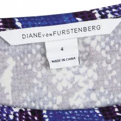 Pre Owned Diane von Furstenberg Blue Snake Print Silk New Della Dress S