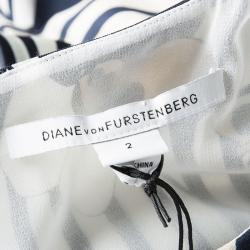 Pre Owned Diane Von Furstenberg Multicolor Printed Kimana Mikado Orchid Dress S