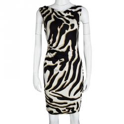 Pre Owned Diane Von Furstenberg Multicolor Printed Silk Ruched Sleeveless Glasmary Dress S