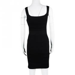 Pre Owned Diane Von Furstenberg Black Wool Sleeveless Stitches Dress S